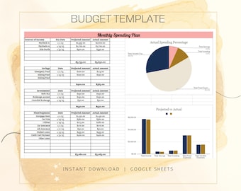 Monthly Budget Template, Spending Plan, Budget Planner