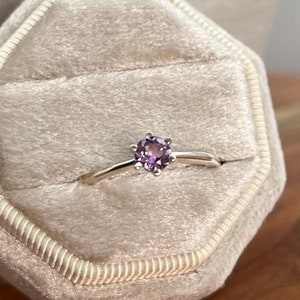 Purple Amethyst Ring 925 Sterling Silver, Dainty Amethyst Rings Minimalistic, February Birthstone Ring, Cute Dainty Rings, Sterling Silver