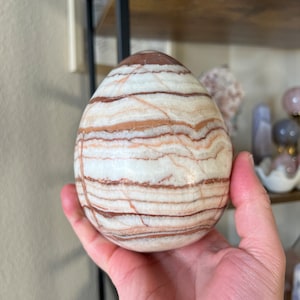 XL Red Banded Calcite Egg, Big Polished Pork Stone, Cute Egg, Easter Egg, Polished Egg, Crystal Egg, Cute Gift, Eggs, Crystal Big Egg