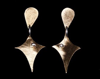 Glimmer Stud Earrings: Sterling Silver & Brass Starburst Jewelry