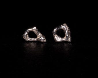Melted Sterling Silver Stud Earrings: Recycled Scrap, Unique Texture