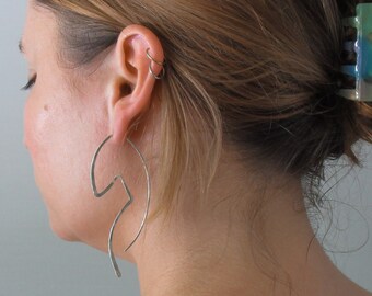 Hand-Forged Abstract Star Threader Earrings - Modern Fairy. Plastic Free Packaging. Simple Modern Bohemian
