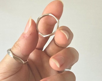 Hand Forged Hex Sterling Silver Stacking Ring