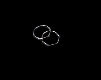 Hand Forged Hex Sterling Silver Stacking Ring