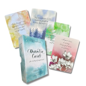 JEU DE CARTES MANTRA | 52 affirmations positives pour un guidage quotidien avec une énergie de guérison pour la découverte de soi | Cadeau pour les soins personnels et la croissance personnelle