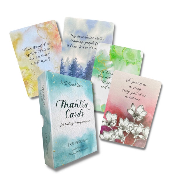 MANTRA CARD DECK | 52 Positive Affirmations for Daily Guidance with Healing Energy for Self-Discovery | Gift for Self-Care & Personal Growth