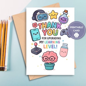 Danke, Karte für Lehrer zum Ausdrucken, Jahresende Lehrerkarte, Lehrer Dankeschön, Kindertagesstätte, Vorschule, Wertschätzung Geschenk, Digital, A7 Umschlag