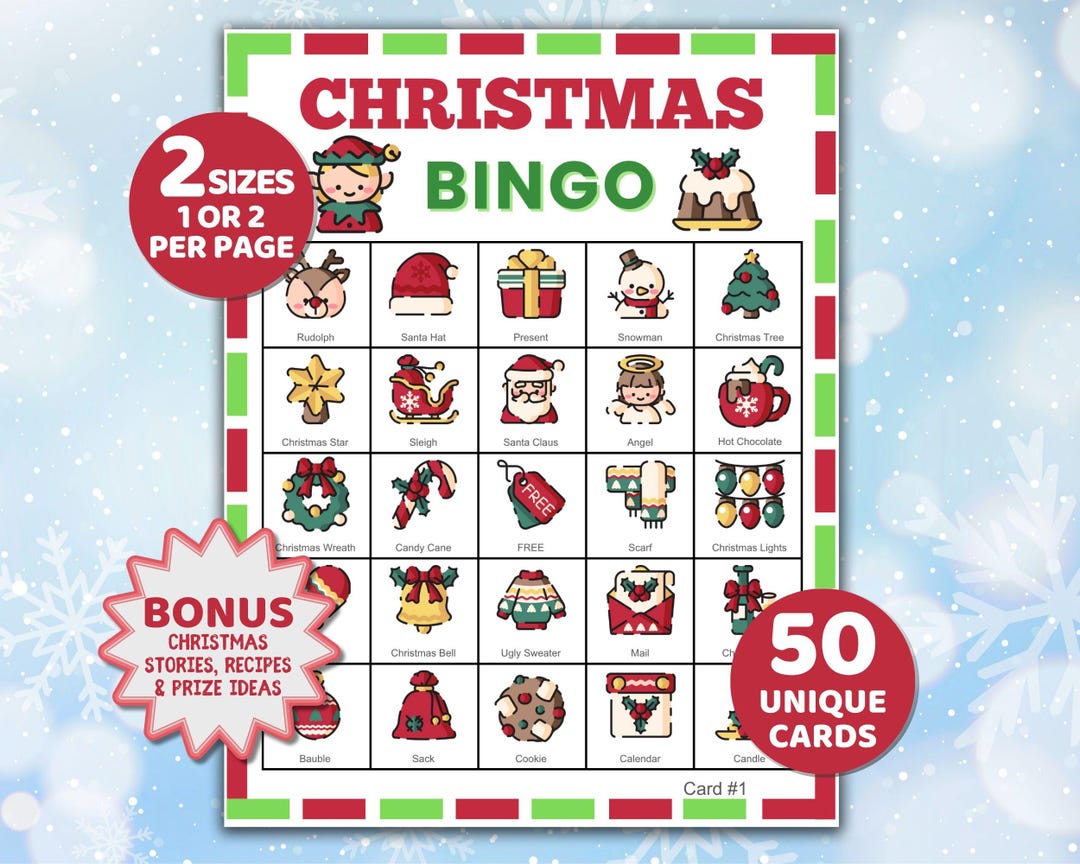 Bingo navideño, 50 cartones de bingo navideño, Bingo navideño ...