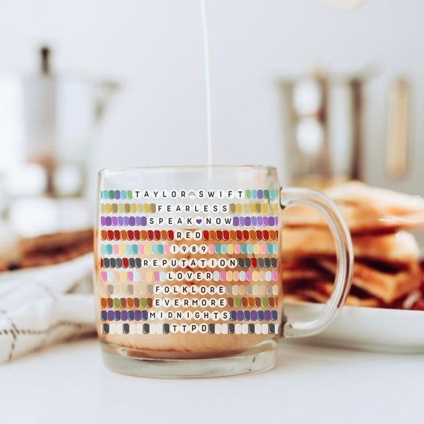 Taylor Swift Glass Mug, Friendship Bracelet Mug, Taylor Swift Albums Glass Mug, Friendship Bracelets, Swiftie Mug, Taylor Swift Mug, Libbey