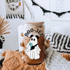 Boo-Jee Ghost Coffee Cup, Mickey Ears Boo Jee Ghost, Stanley Purse Glass, Cute Halloween Libbey Glass, Spooky Season Boo Jee glass