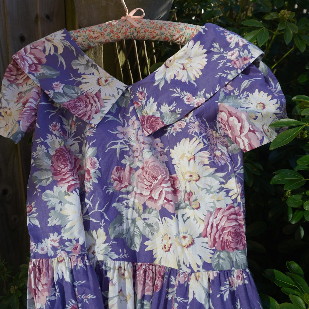 Insane 80s Oversized Smock Floral Cotton Midi Dress by Laura Ashley