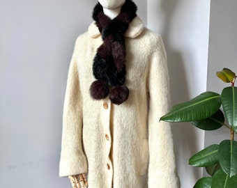 Vintage cream mohair wool fluffy coat