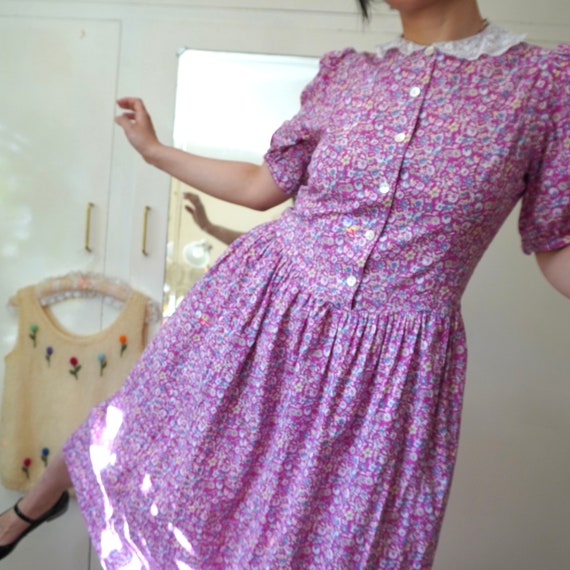 Laura Ashley 80s floral lilac midi dress - image 3