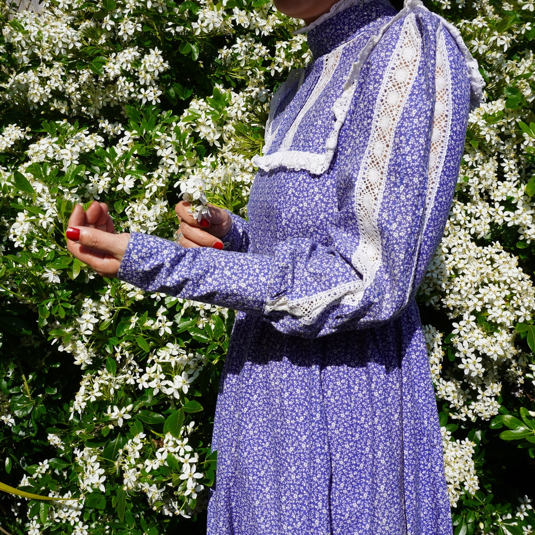 Vintage 70s Laura Ashley Cotton Maxi Dress S M