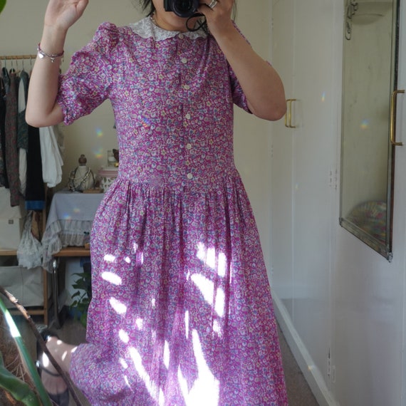Laura Ashley 80s floral lilac midi dress - image 5