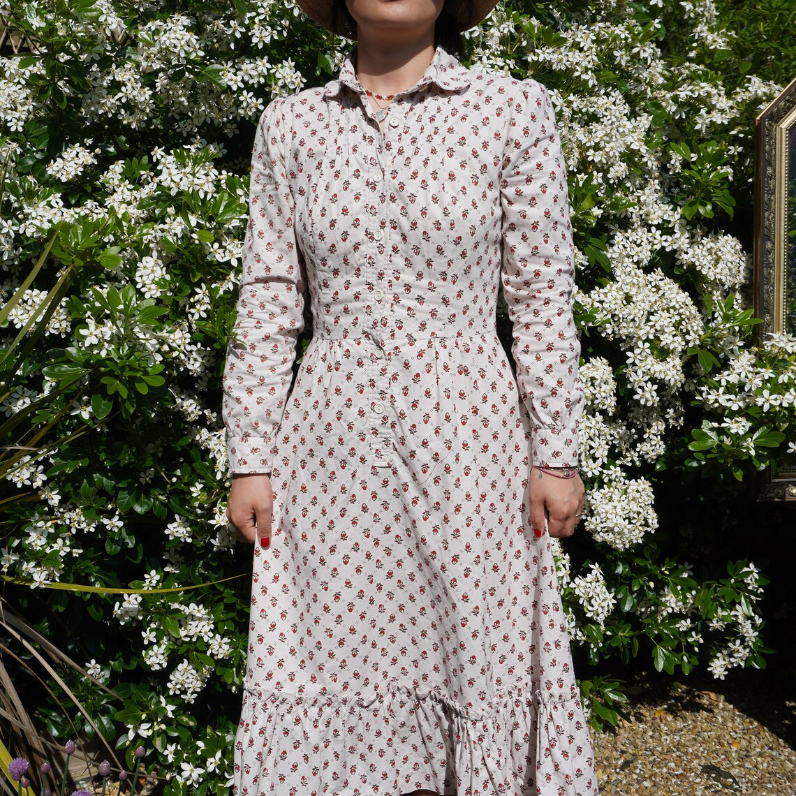 Rare 70s Beautiful Handmade Laura Ashley Fabric Cotton Maxi Dress