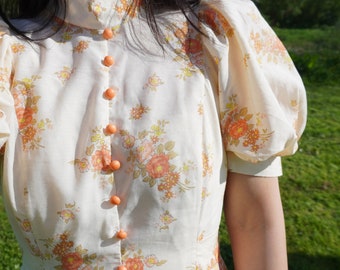vintage Laura Ashley style cottagecore floral dress