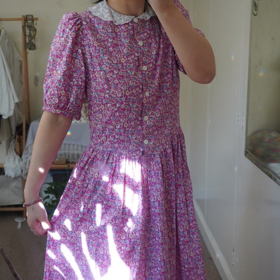 Laura Ashley 80s floral lilac midi dress - image 7