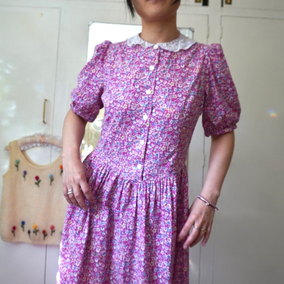 Laura Ashley 80s floral lilac midi dress - image 2