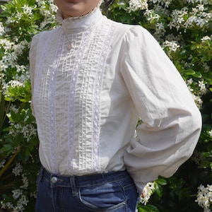 vintage Laura Ashley preriowa romantyczna falbaniasta bluzka