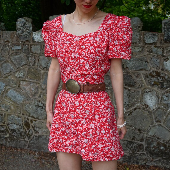 open lace back dress Princess Polly Women's Donelli Floral Strapless Mesh Minidress - Red main image 0