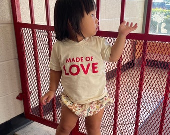 Made of Love Neutral Style Baby Toddler Girl Boy Shirt for Announcement Baby Shower Gift for Kids  Handmade Custom Comfortable Tshirt