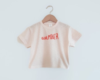 Girl Power Toddler Boy Girl Custom Name Shirts for Retro Vintage Kids Natural Cute Tee for Boho Activism Tee for Toddler Personalized Gifts