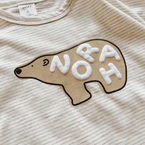 Custom Name Polar Bear Tshirt for Toddler Baby Boy Girl Sea Animal Stripe Shirt for Gender Neutral Kids Tops