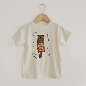 Custom Name Sea Otter Tshirt for Toddler Baby Boy Girl Sea Animal Stripe Shirt for Gender Neutral Kids Tops