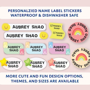 Personalized Name Labels Big Waterproof Daycare Labels Dishwasher Safe for School Labels for School Supply Cute Name Stickers