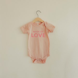 Made of Love Neutral Style Baby Toddler Girl Boy Bodysuit for Announcement Baby Shower Gift for Hospital Outfit Newborn Comfortable Onesie Pink & Pink