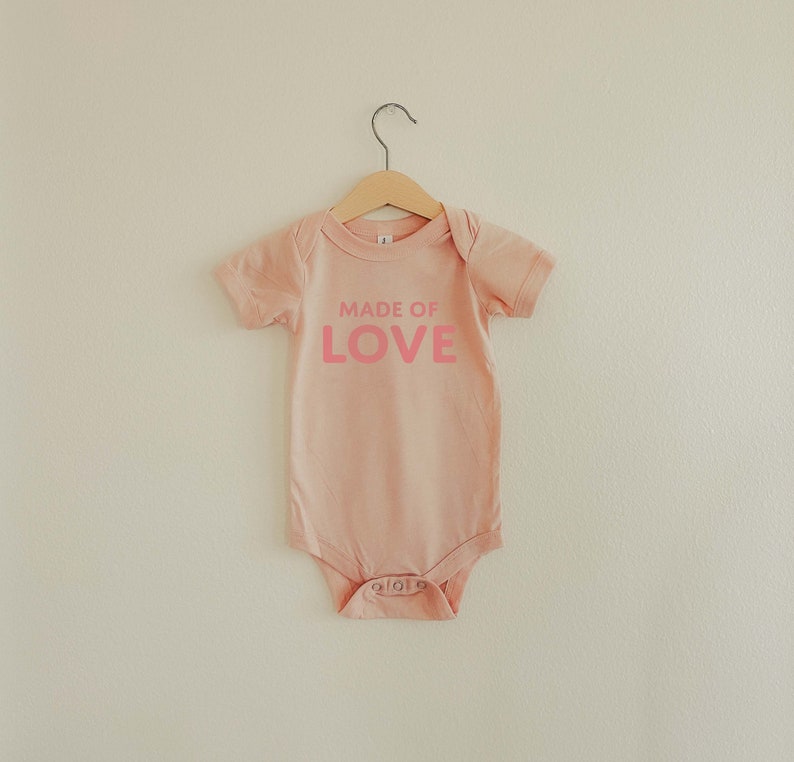 Made of Love Neutral Style Baby Toddler Girl Boy Bodysuit for Announcement Baby Shower Gift for Hospital Outfit Newborn Comfortable Onesie Pink & Pink