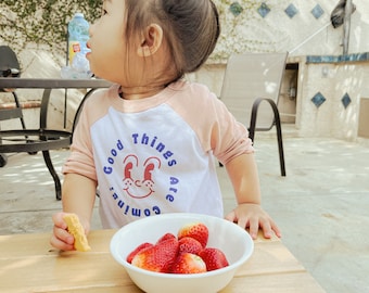 Handmade 3/4 Sleeve Baseball Tee Retro Style Toddler Tee Cute Baby Baseball T-Shirt Toddler Cute Shirt Good Things Are Coming