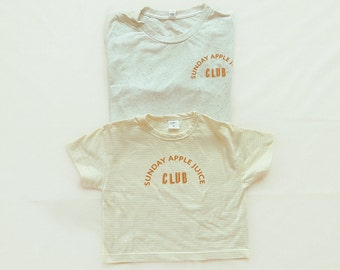 Sunday Apple Juice Club Family Matching Shirts for Toddler Baby Tee for Matching Outfits for Mama and Daddy Natural Tshirt for New Mom Gift