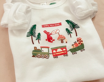 Baby Lunar New Year Rabbit Long Sleeve Onesie  | Cute Baby Lunar New Year Onesie  | baby Long Sleeve Onesie | Rabbit  Long Sleeve Onesie