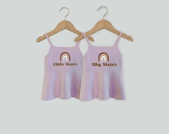 Big Sister Little Sister Toddler Baby Boy Girl Tank Top for Cute Rainbow Kids Camisole for Brother Sister Twin Matching Shirts