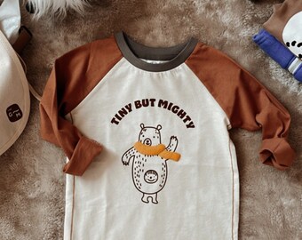 Organic Cotton Cozy Animals Baseball Tee | Cute Animal Long Sleeve Tee | Toddler Animal Long Sleeve Tee