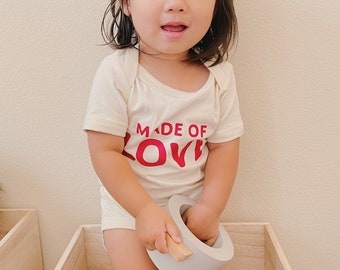 Made of Love Neutral Style Baby Toddler Girl Boy Bodysuit for Announcement Baby Shower Gift for Hospital Outfit Newborn Comfortable Onesie