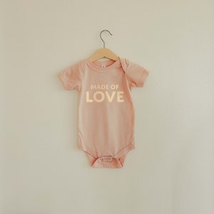 Made of Love Neutral Style Baby Toddler Girl Boy Bodysuit for Announcement Baby Shower Gift for Hospital Outfit Newborn Comfortable Onesie Pink & Cream