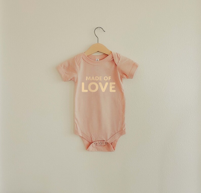 Made of Love Neutral Style Baby Toddler Girl Boy Bodysuit for Announcement Baby Shower Gift for Hospital Outfit Newborn Comfortable Onesie Pink & Cream