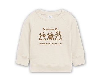 Organic Cotton Handmade Gingerbread Man Pullover  | Toddler Christmas Pullover  | Kids Christmas Long Sleeve |