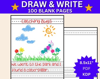 Kids Draw & Write Story Paper Printable • 100 Blank Story Writing Pages • Handwriting Practice • KDP Ready Interior 8.5×11 PDF Download