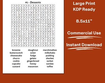 50 Themed Word Search Puzzles in Large Print - For Commercial Use - KDP Kindle Direct Publishing Ready - 8.5x11"