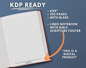 KDP - 6x9 100 Page Blank Lined Notebook with Bible Verse Footer - KDP READY No Editing Needed