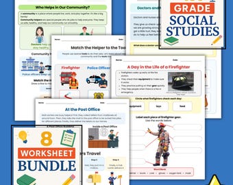1st Grade Community Helpers Worksheets | Social Studies PDF | People in Our Community | Homeschool Printables | Sub plans enrichment work