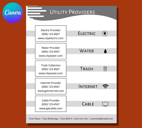 Utility Provider Template Black and White Editable With Etsy