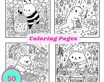 Magical Animal Friends - Pagine da colorare accoglienti - 50 pagine stampabili - Bambini, adolescenti e adulti - Libro da colorare audace, carino e facile