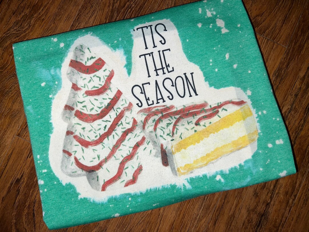 Little Debbie Christmas Tshirt, Christmas Bleached Christmas Tree Cake