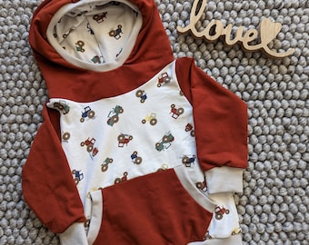 Baby Kinder Hoodie mit Trecker  und Bauchtasche