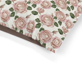 COQUETTE Dog Bed, Cottagecore Cat Bed & Floor Pillow, Boho and Coquette Home and Room Decor PET BED, Pink Floral Rose